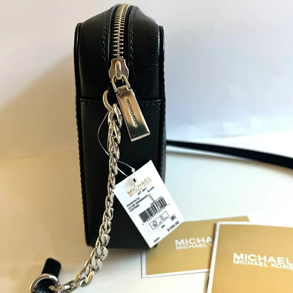 MICHAEL KORS NWT, Leather Black Jet Set Crossbody & Dust Bag